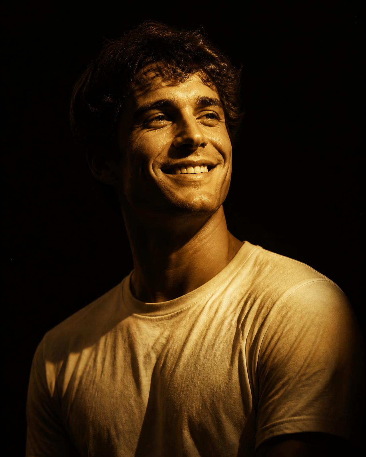 Bronze-lit portrait of Tom, the internet's first friend
